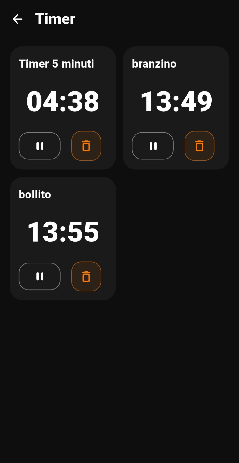 Schermata timer DemiChef con countdown in cucina